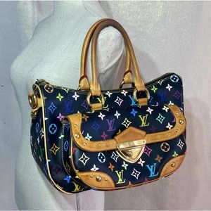 AUTHENTIC LOUIS VUITTON BLACK MONOGRAM MULTICOLOR RITA HANDBAG